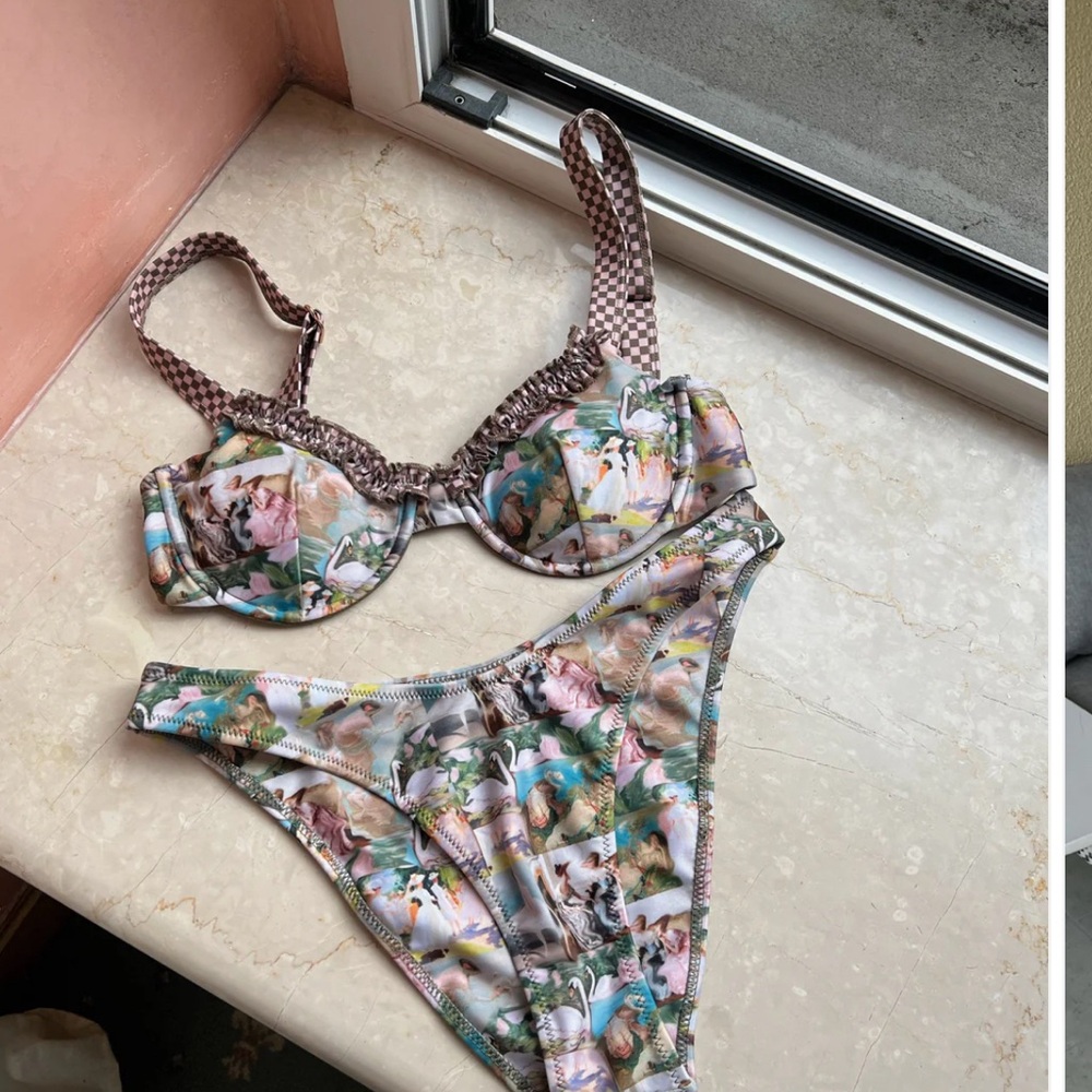 Strawberry milk mob bikini top and bottom.